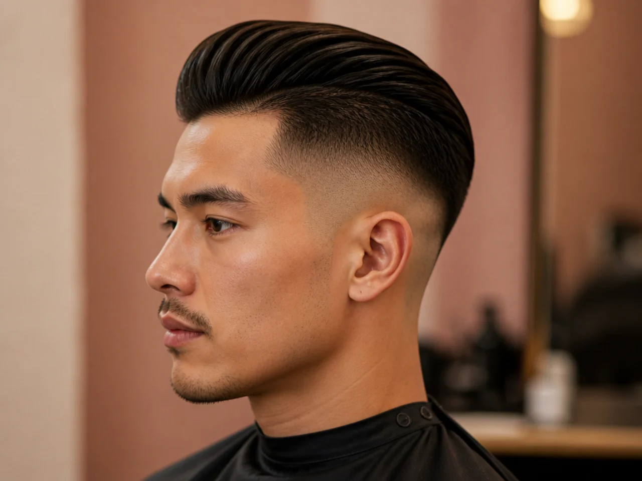 Disconnected slick back with high fade pushing the transition up near the parietal ridge