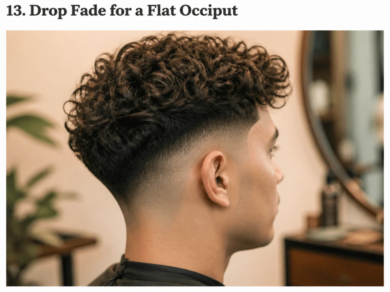 Drop fade adding visual shape to a flat back of the head
