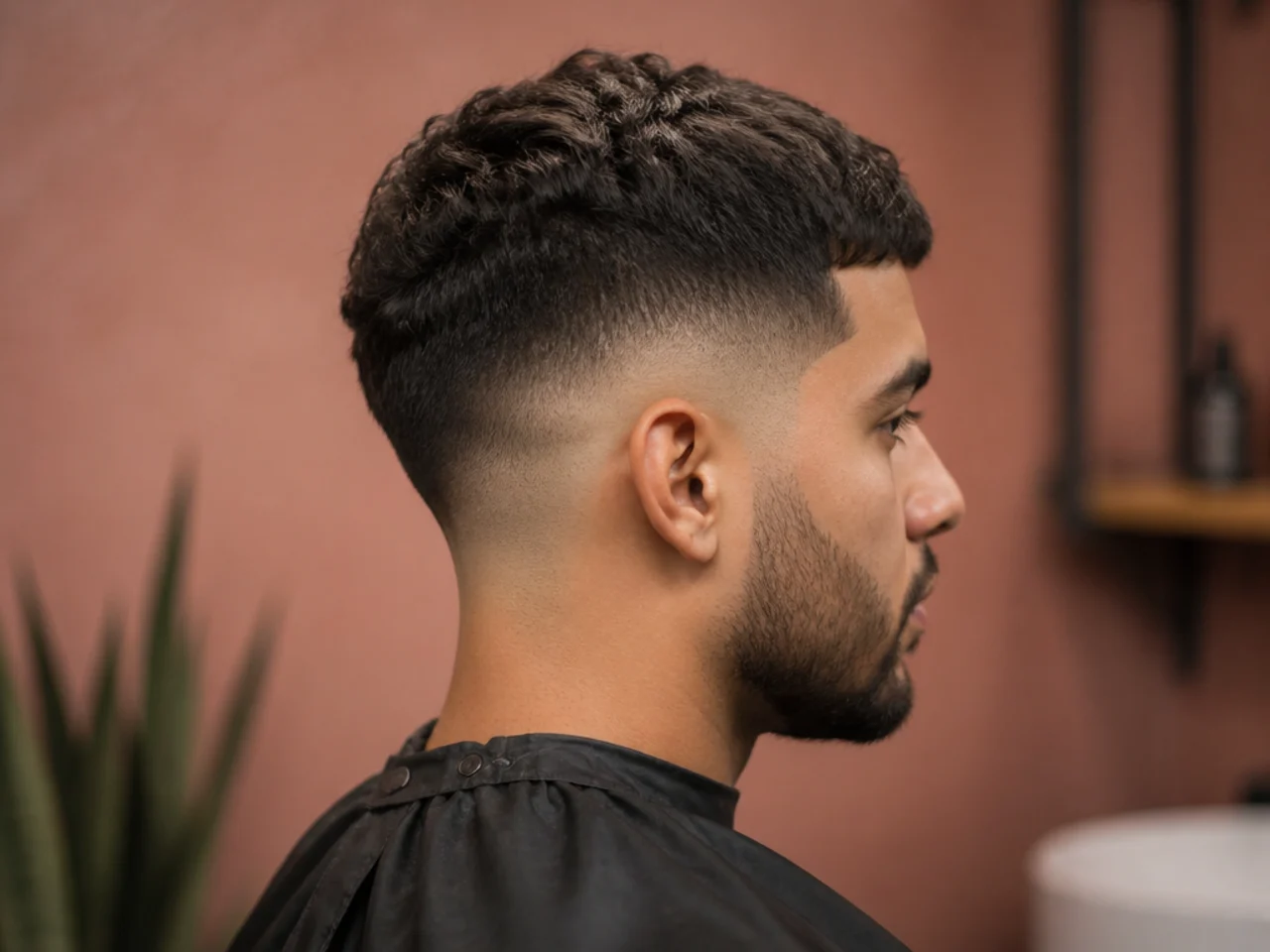 Drop fade with a short textured crop on top