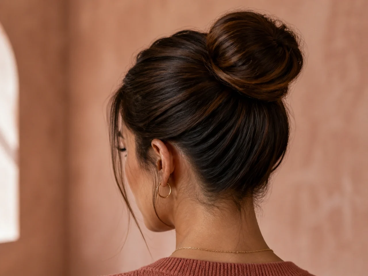 A bun coiled around a tie base