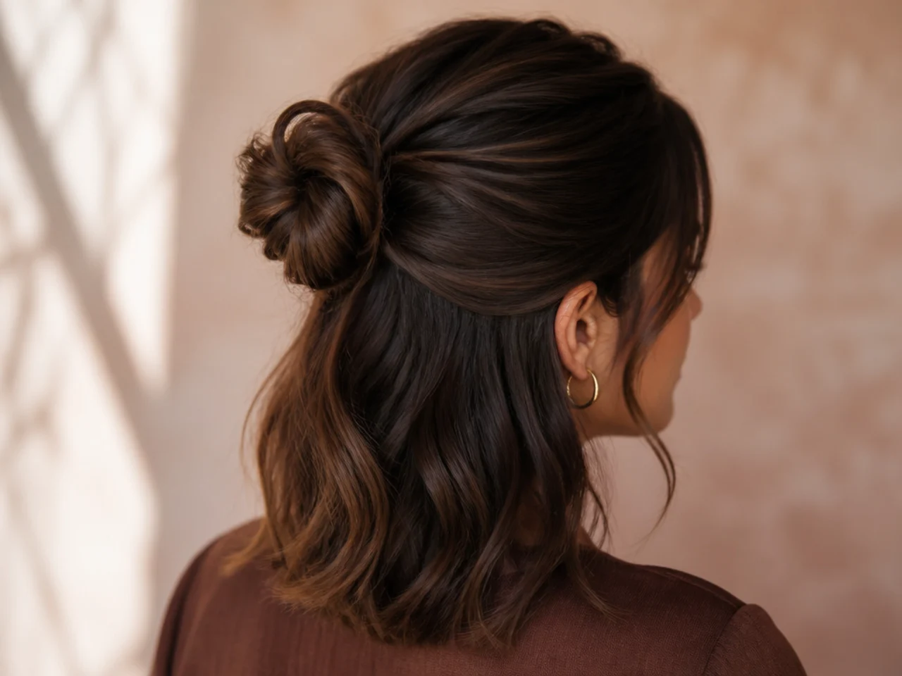 A half-up anchored bun