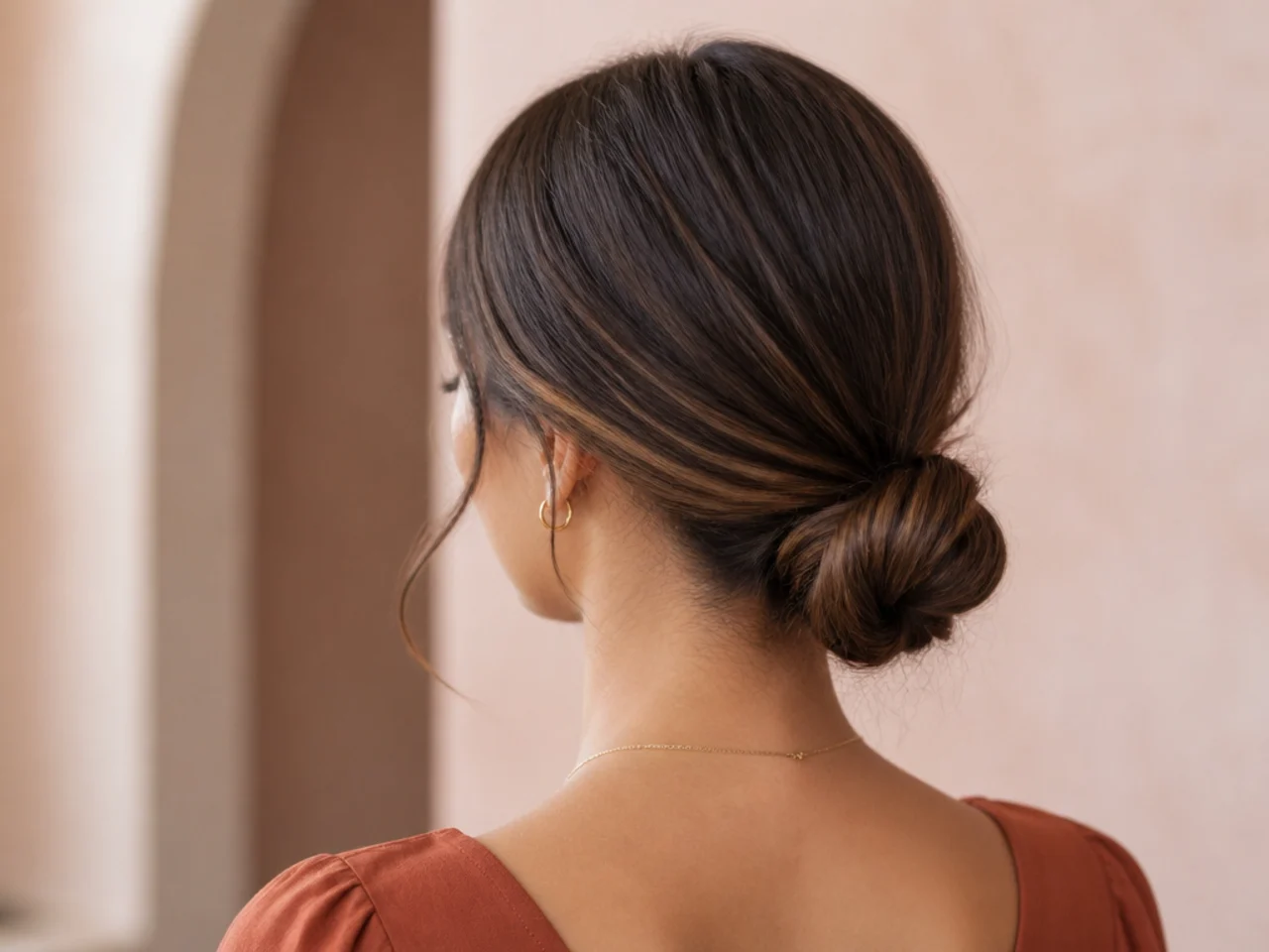 A low bun on fine hair
