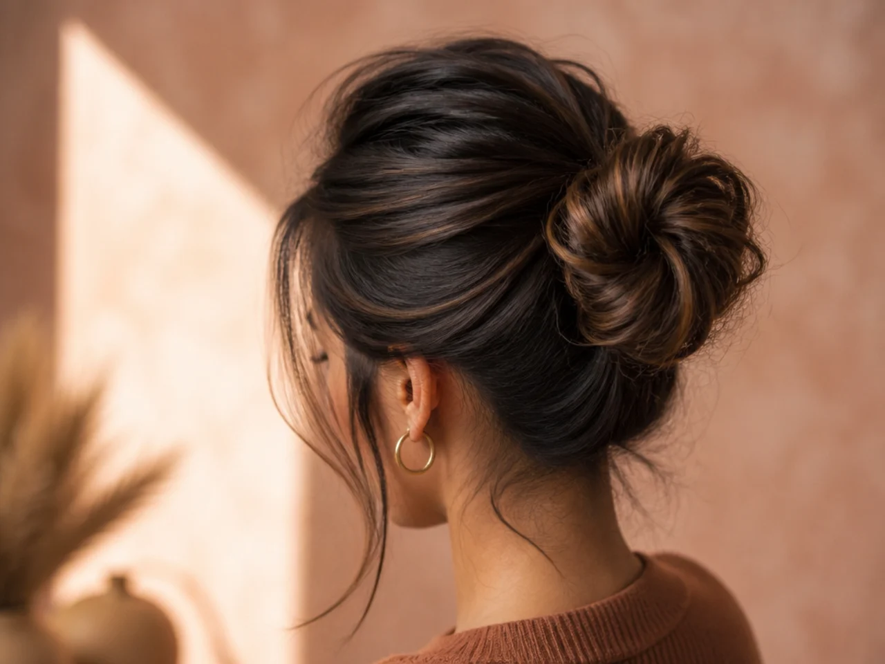 A bun on second-day hair