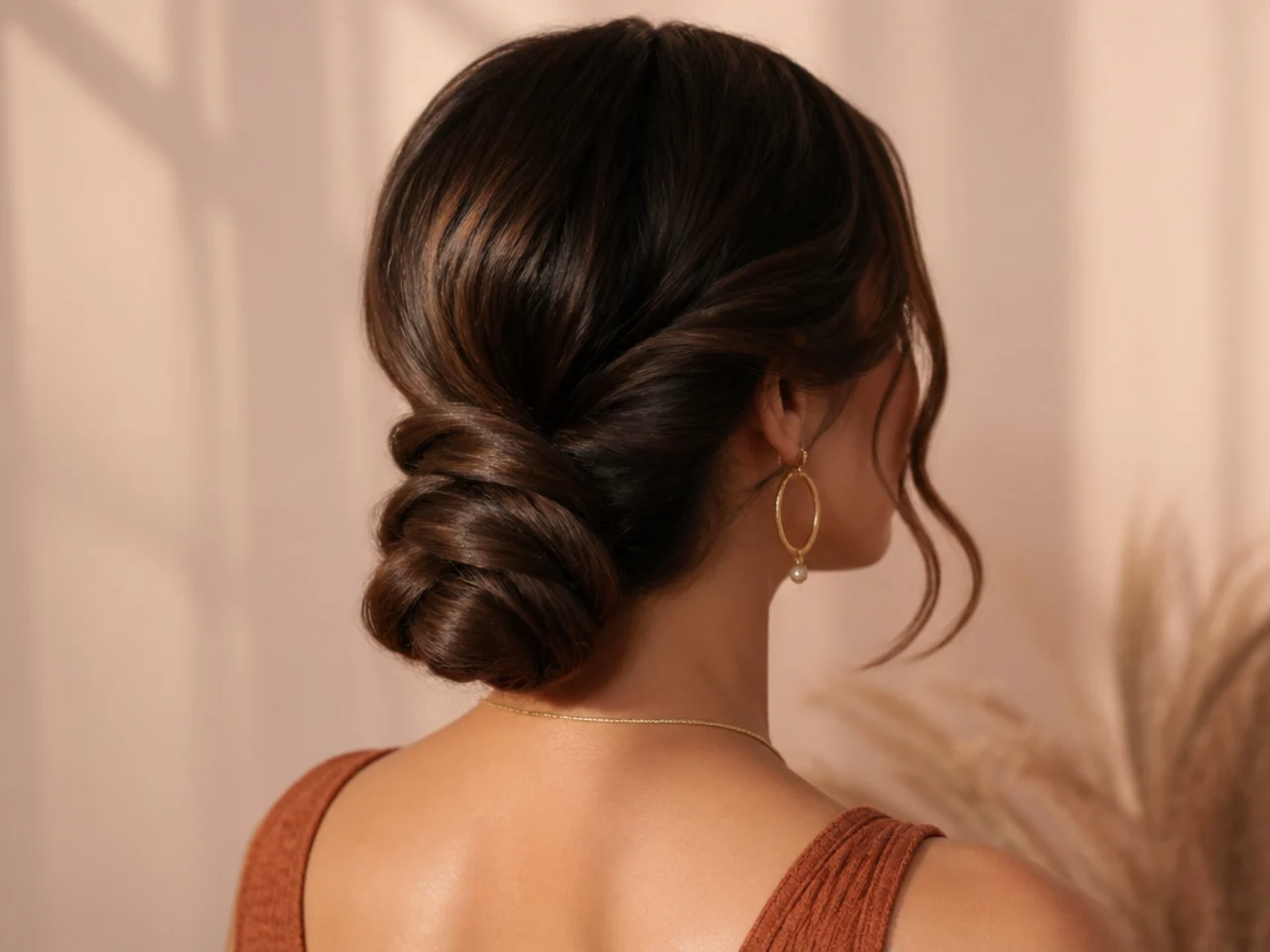 A chignon at the nape