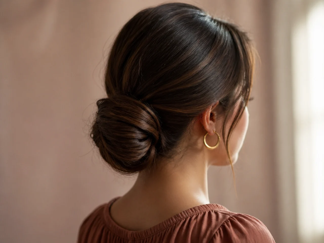 Three-quarter view of a securely anchored low bun
