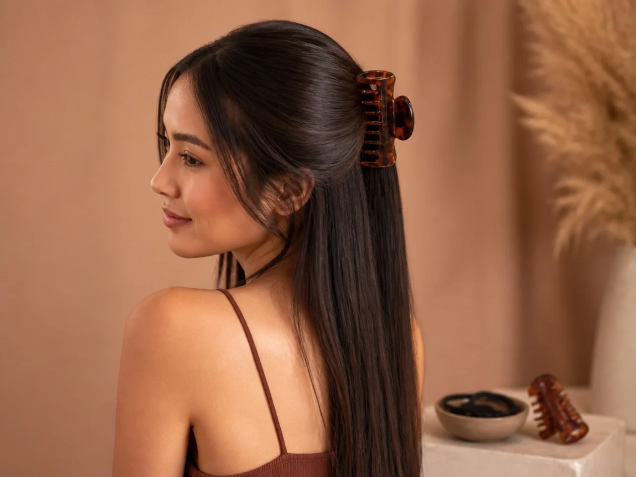 Hair ties and a claw clip kept together