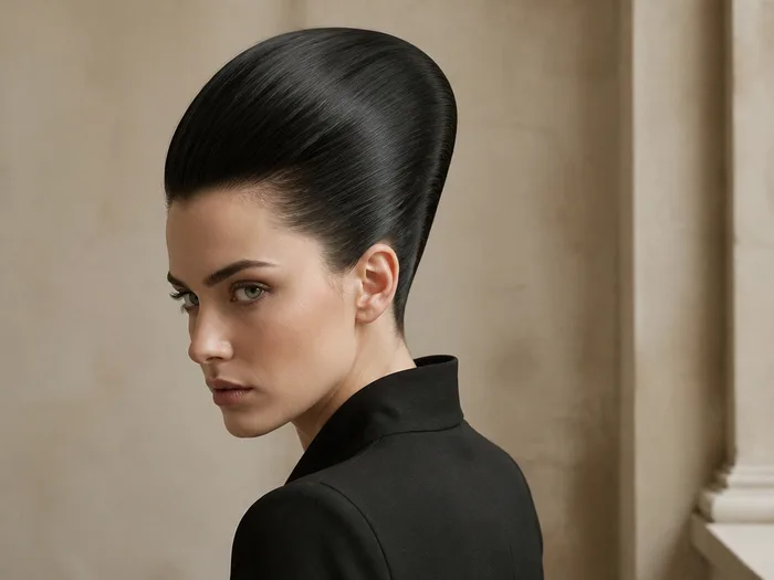Severe vampire slick-back hairstyle