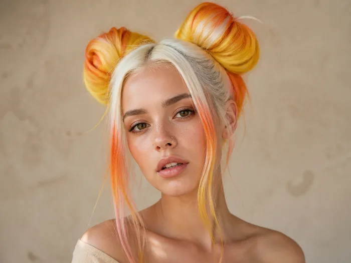 Candy corn ombre buns in white orange and yellow