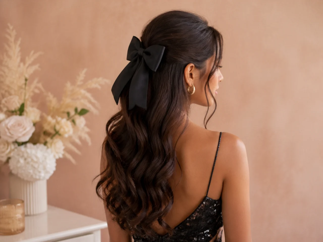 Half-up finished with a large bow