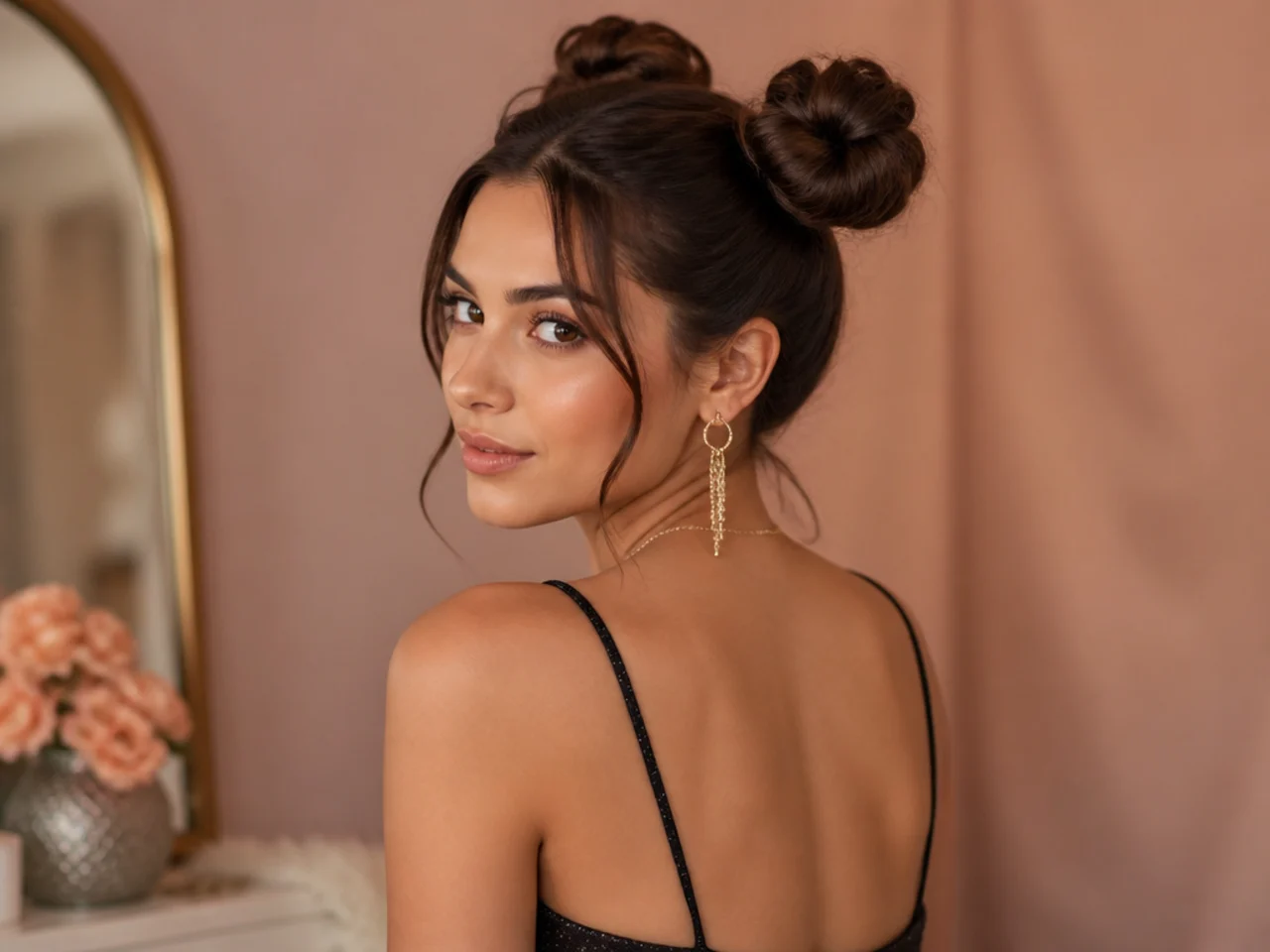 Two high space buns