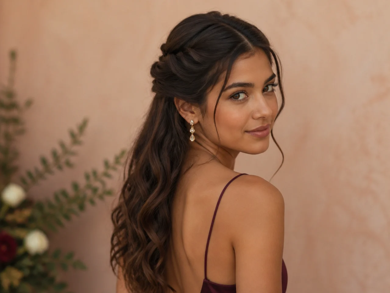 Two front twists pinned back with hair left down