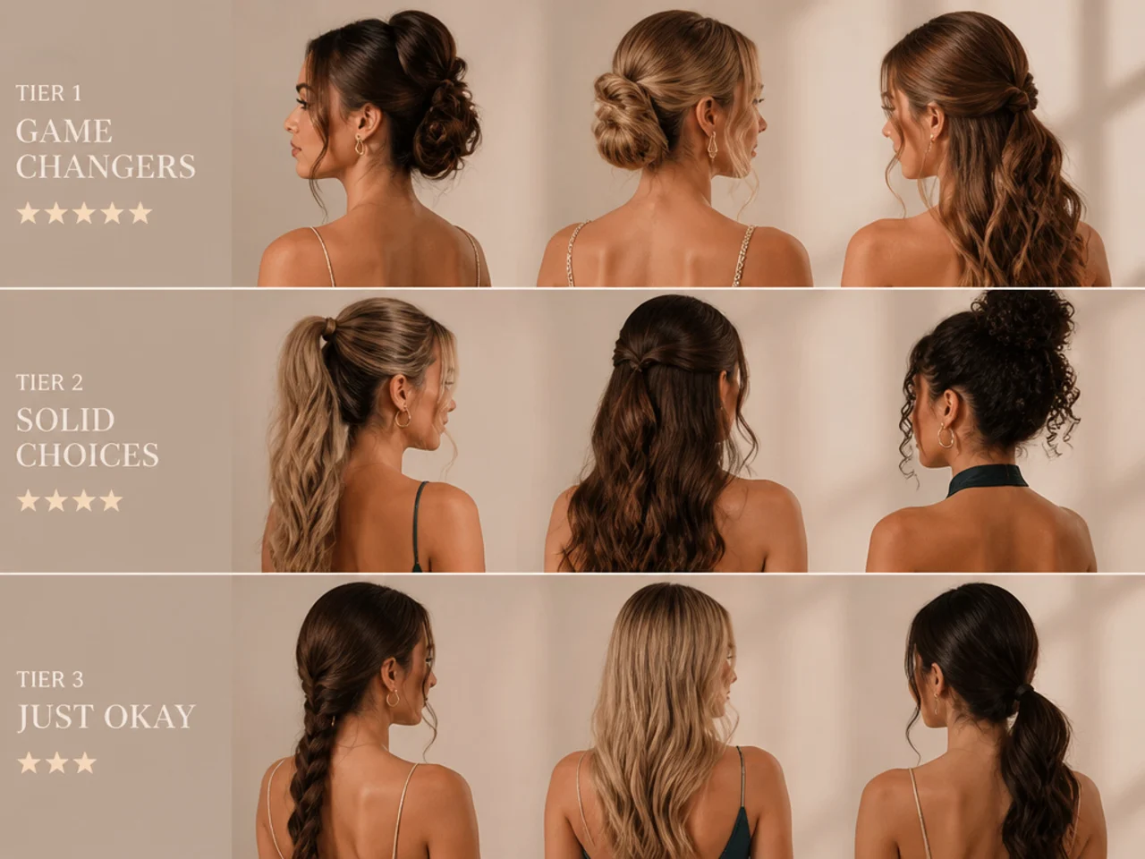 Three tiers of styles ranked by how they performed