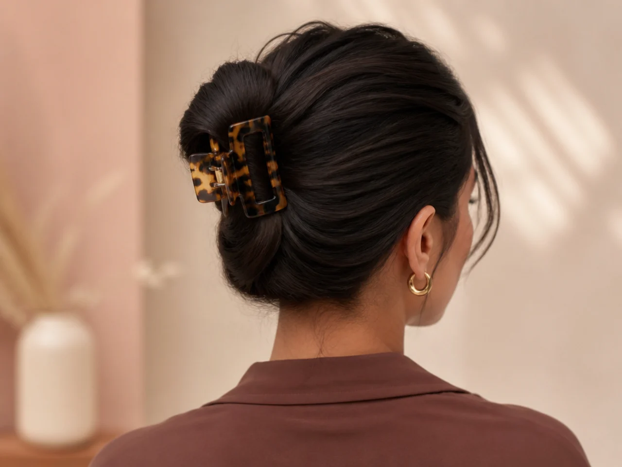 A clipped bun with all ends tucked in