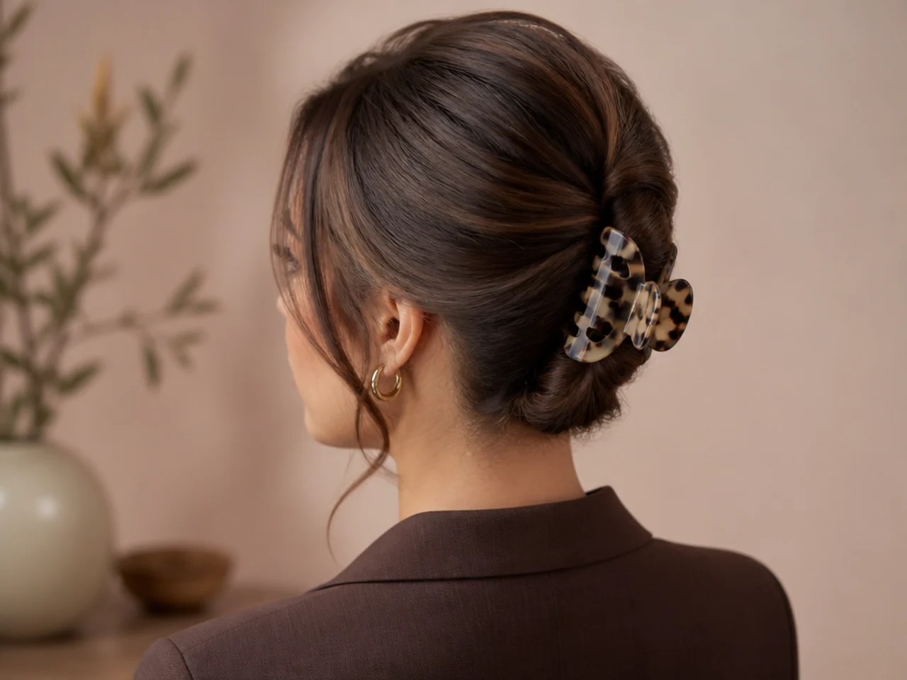 A nape twist with soft height at the crown