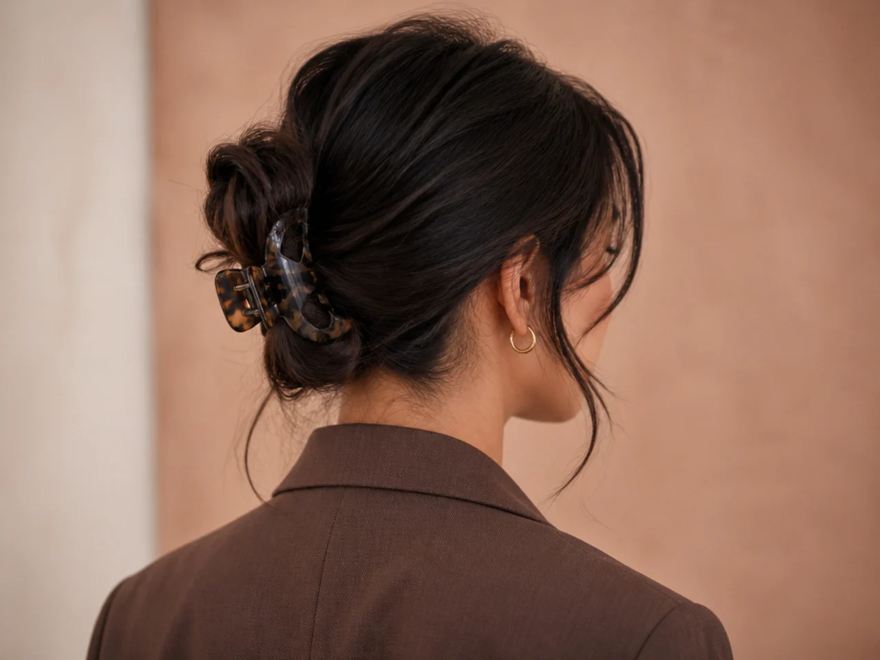 A clipped chignon with face-framing pieces