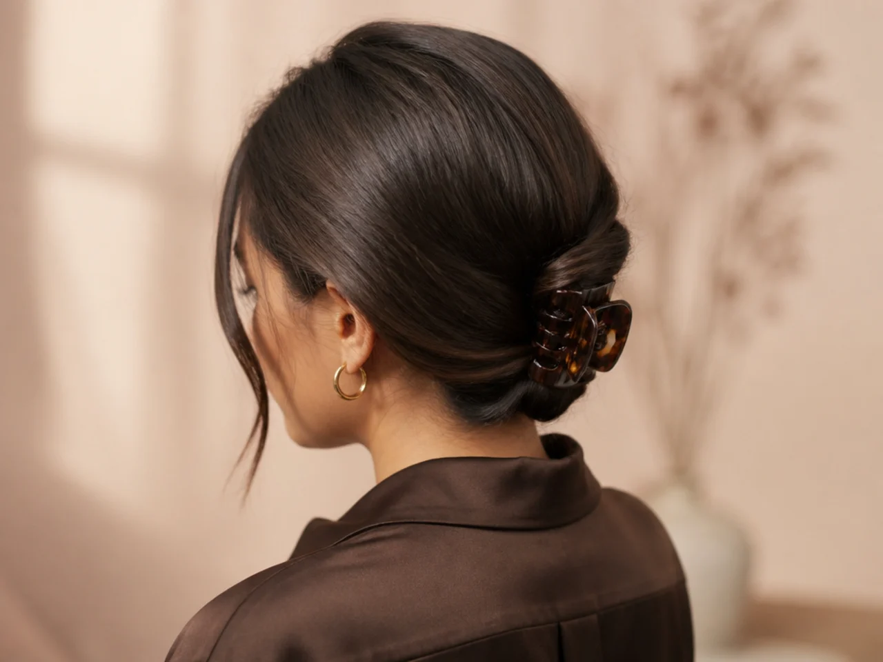 A deep side part with a low clip