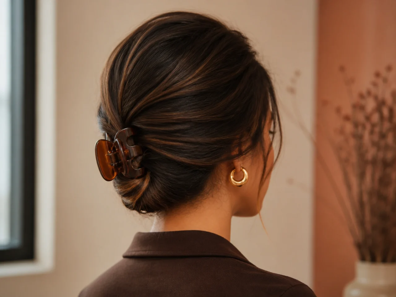 A low clip with a lightly backcombed crown