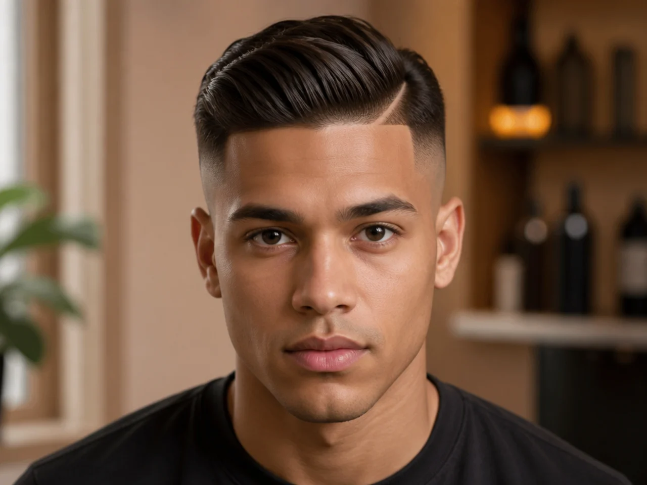 A fade with a hard part above it