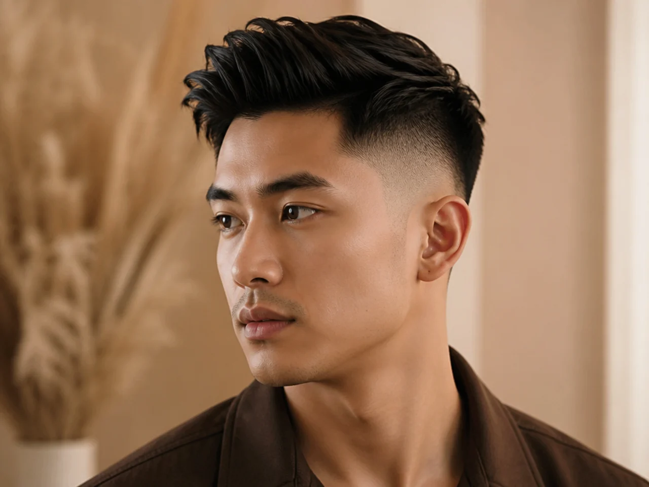 A low fade with a longer top