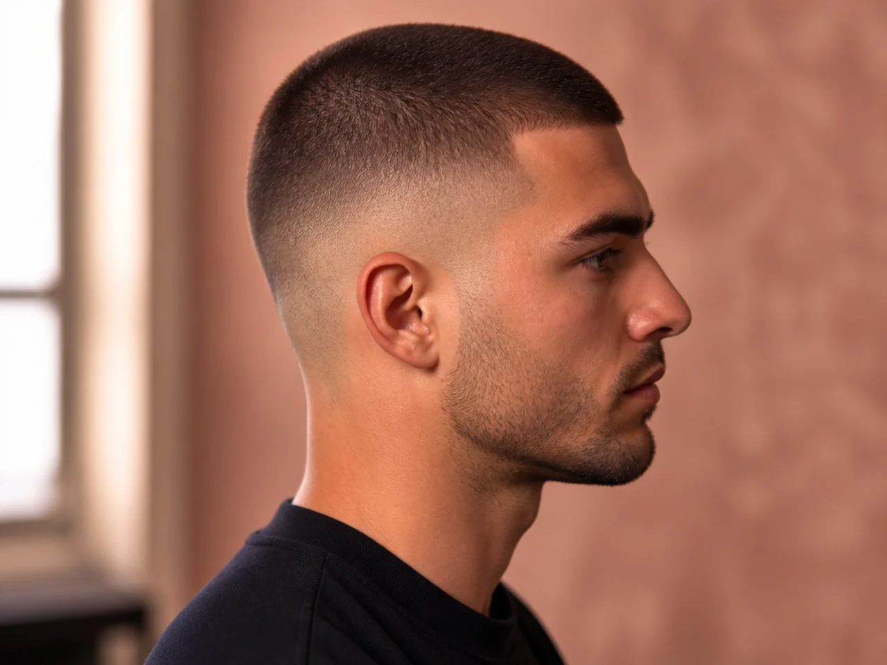 A buzzed top over a mid fade