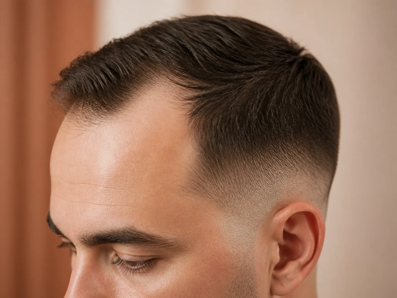 A low taper on a receding hairline