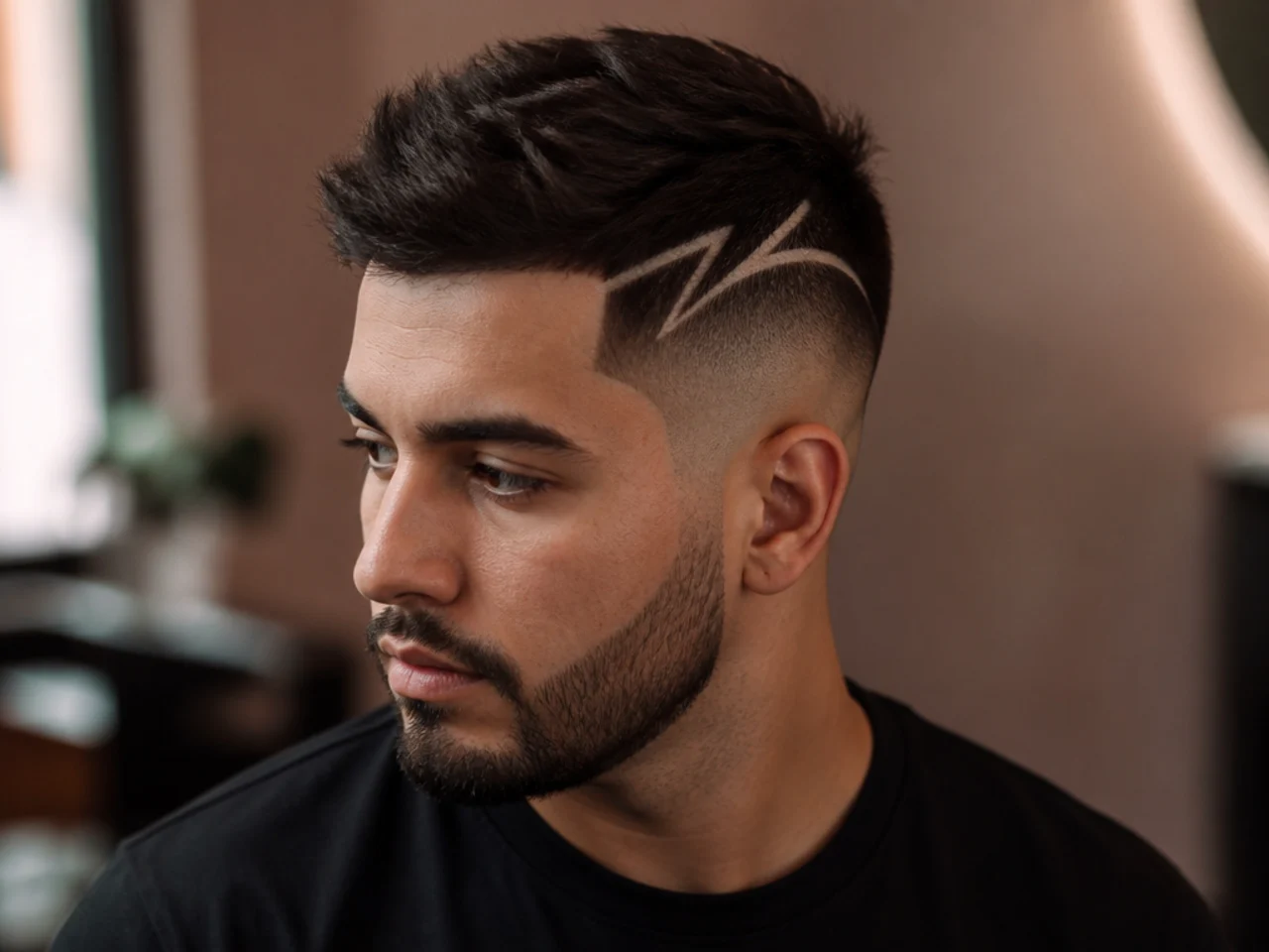 A fade with a shaved design