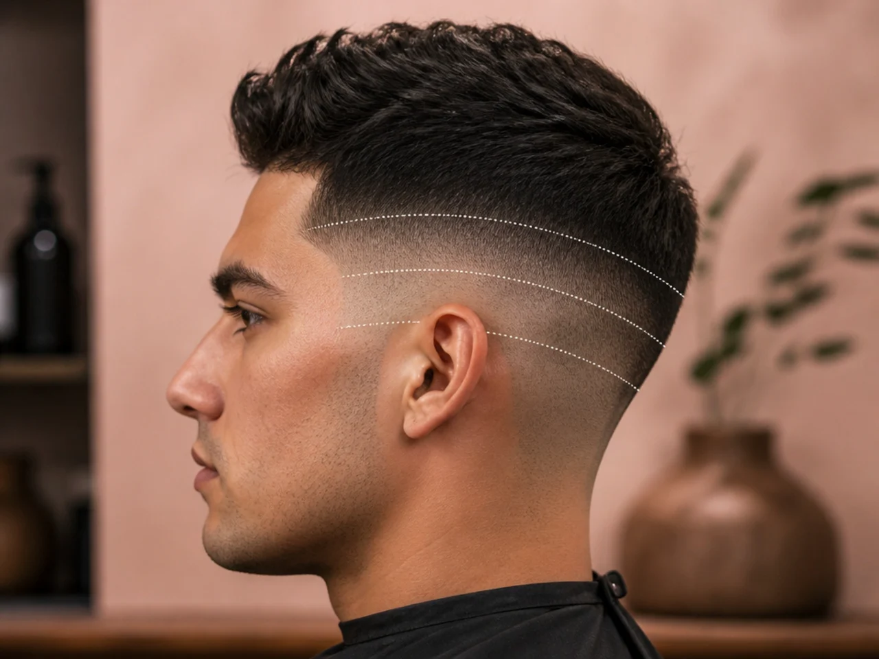 Low, mid and high fade lines marked on a head