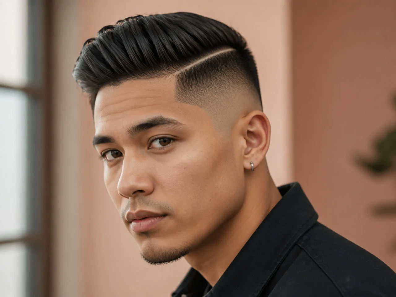 A fade with a shaved hard part above it