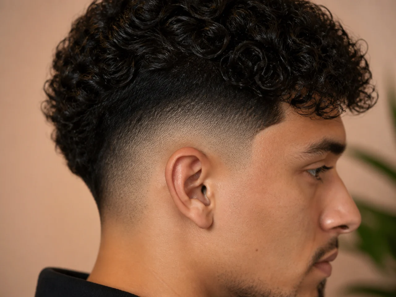 A burst fade arcing around the ear
