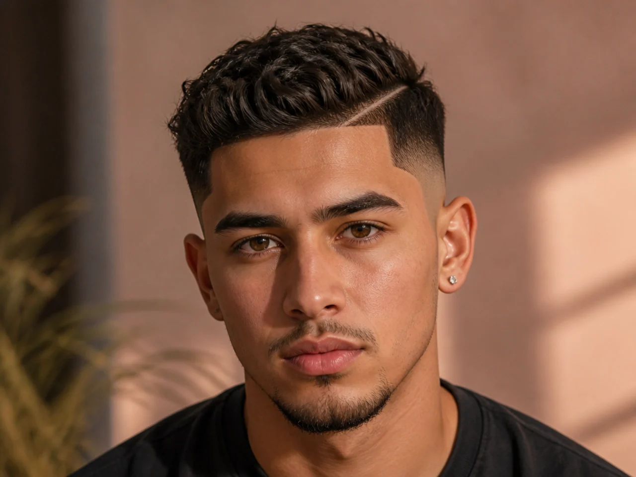 A drop fade curving behind the ear