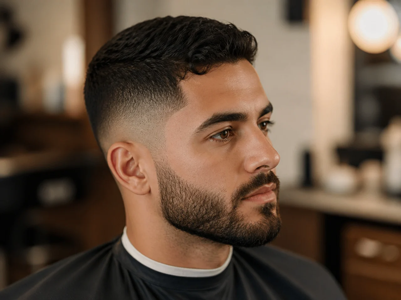 Client showing a photo of a faded haircut to a barber before the cut starts