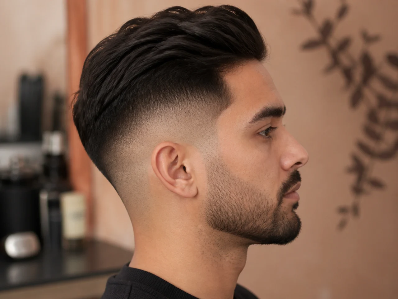 Undercut fade with a hard disconnect at the parietal and four inches on top
