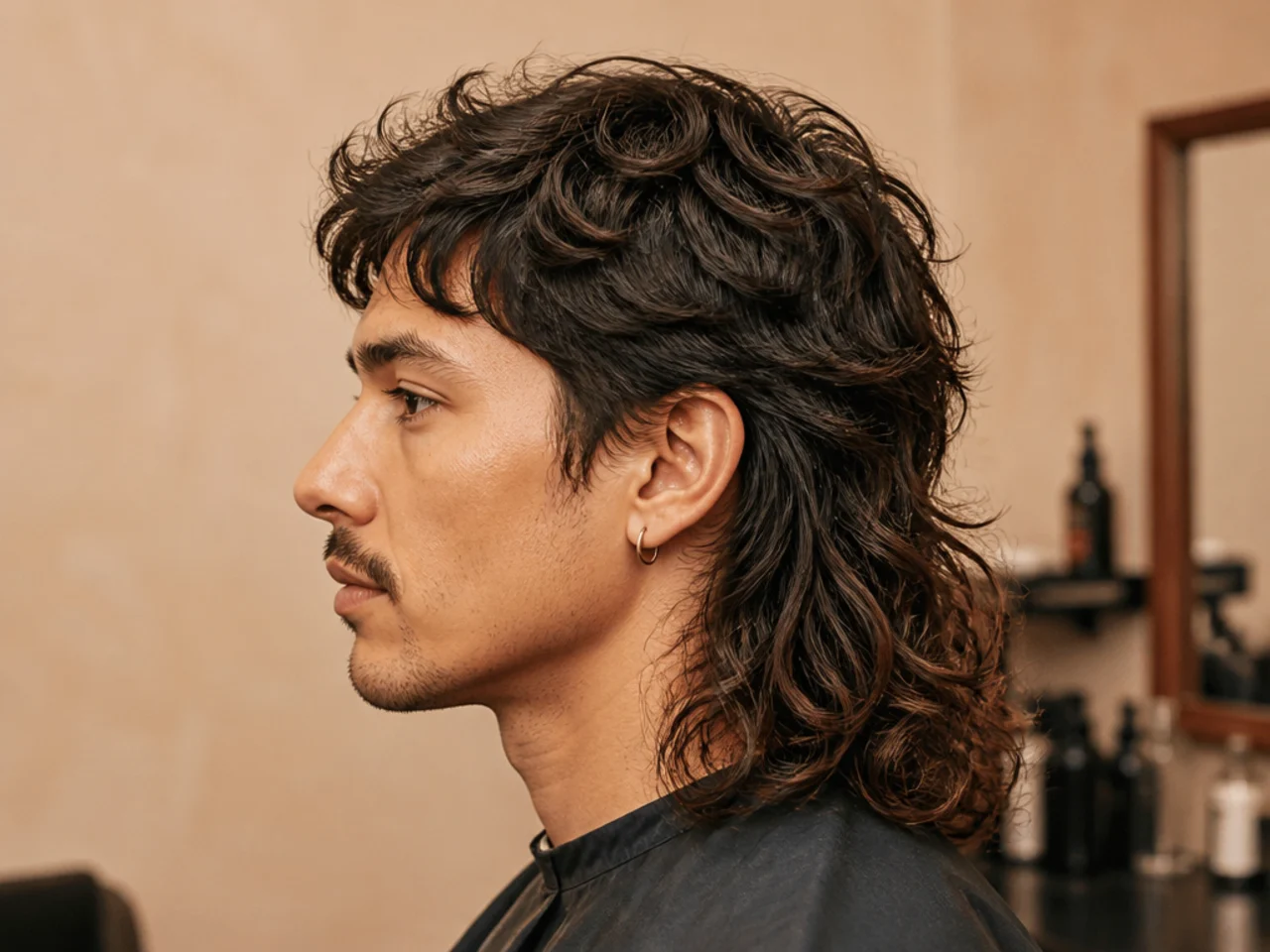Same faded mullet at week zero and week nine showing the fade grown out and the back stacking heavy before a reshape