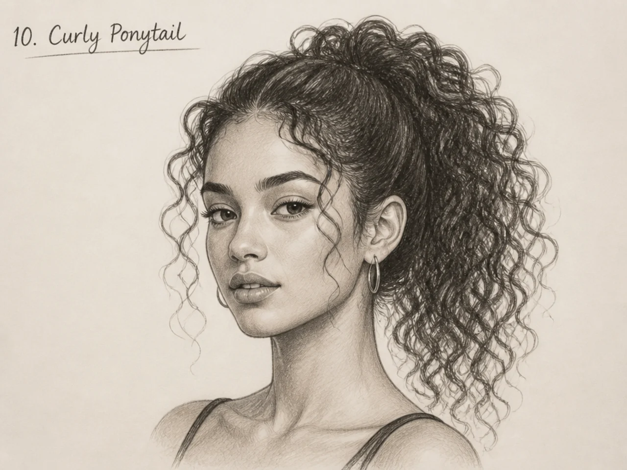 A curly ponytail in a portrait