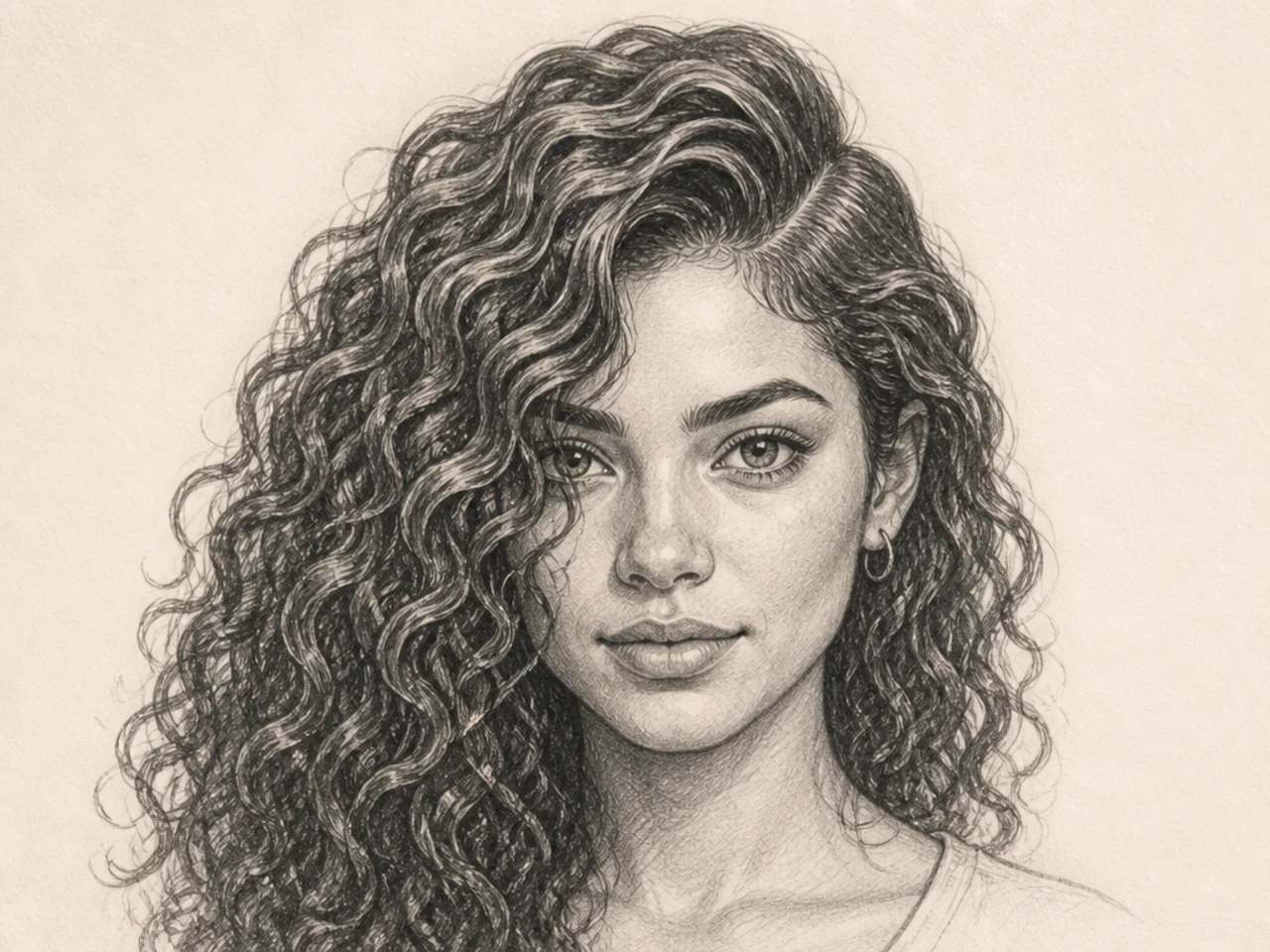 Curly hair with a deep side parting