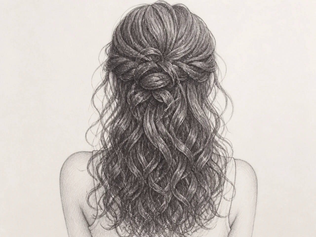 A half-up style with loose curly length