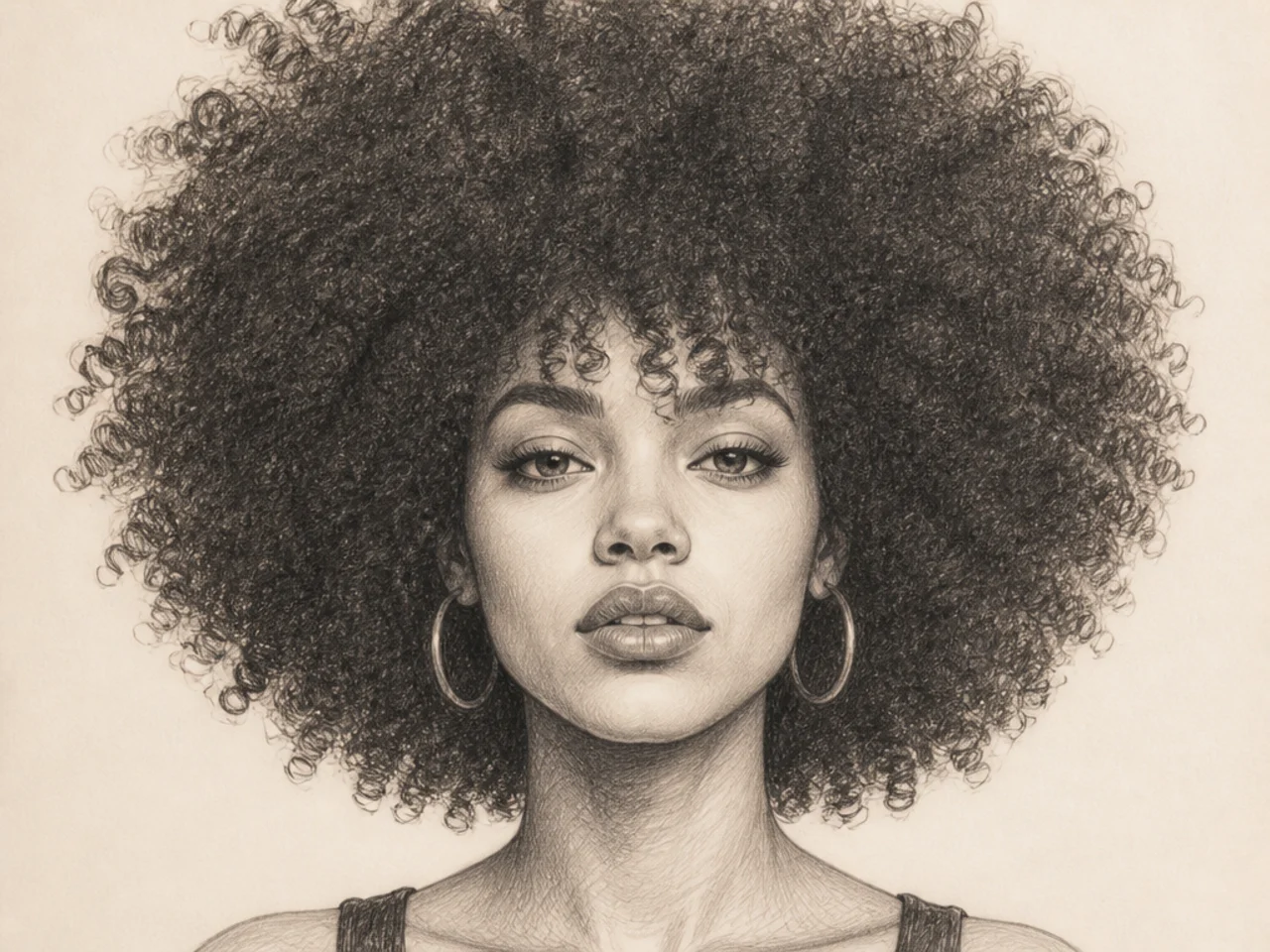 A high-volume afro framing a face
