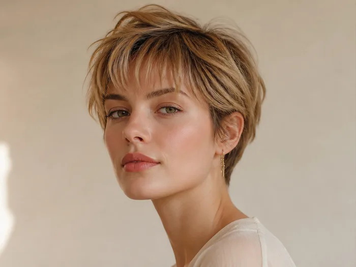Wispy pixie with airy feathered bangs