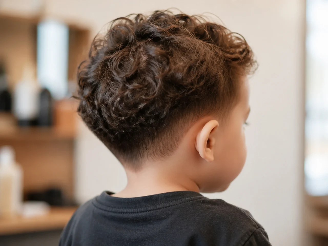 A curly toddler haircut with only the ends trimmed