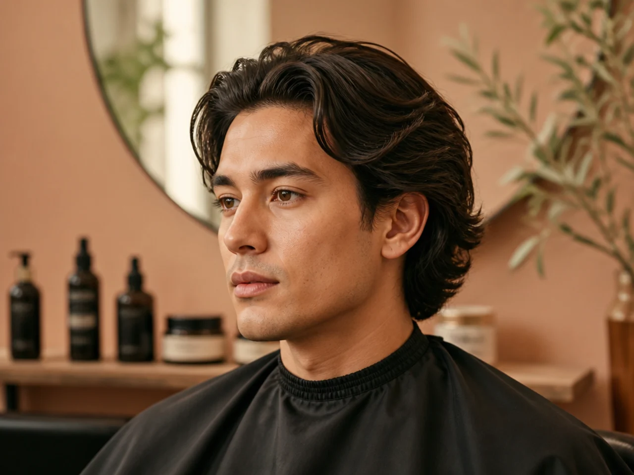 Selection of leave-in conditioner and lightweight hair oil for maintaining longer men's hair