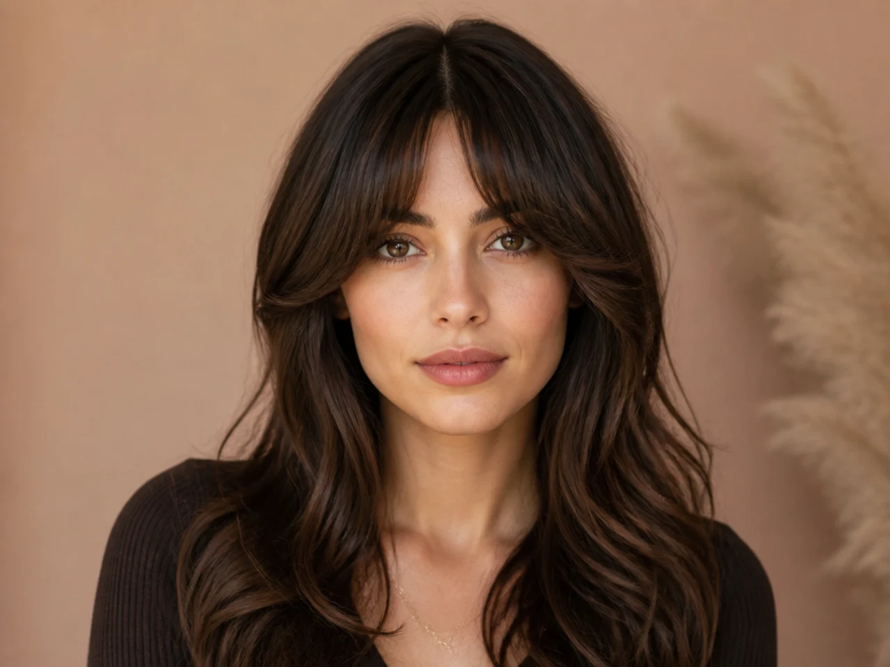 Curtain layers blended down to the jawline