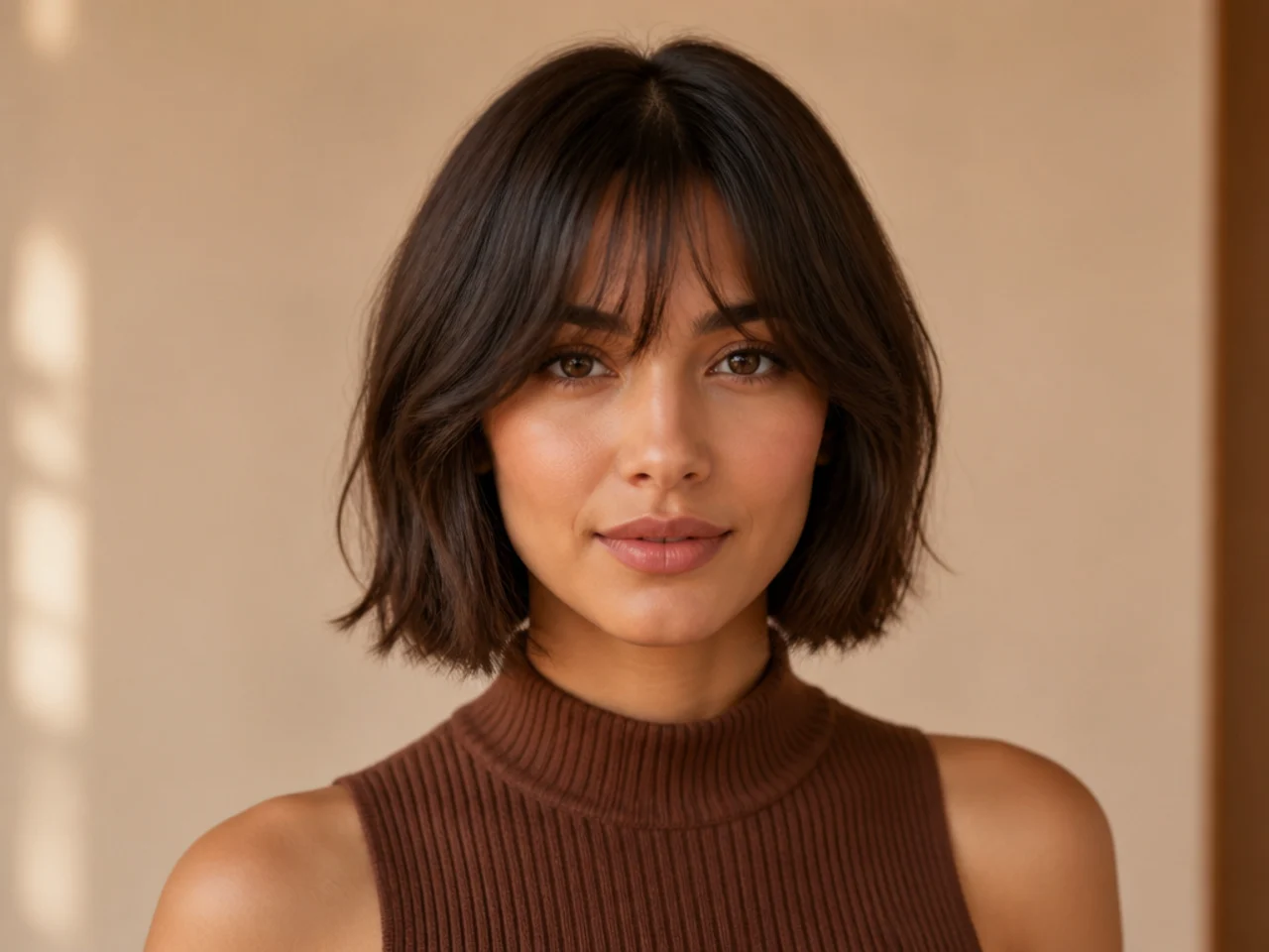 A curtain blend cut into a bob