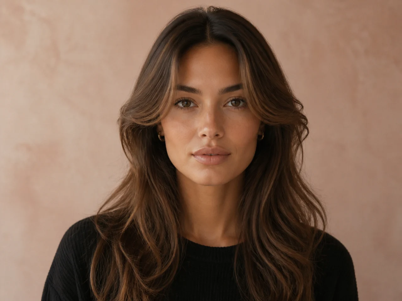 A grown-out fringe swept back on both sides