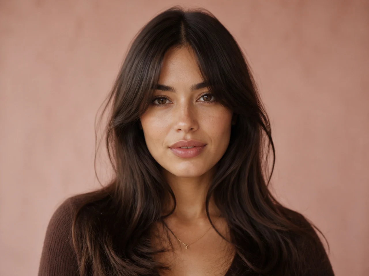 A long fringe split at the centre