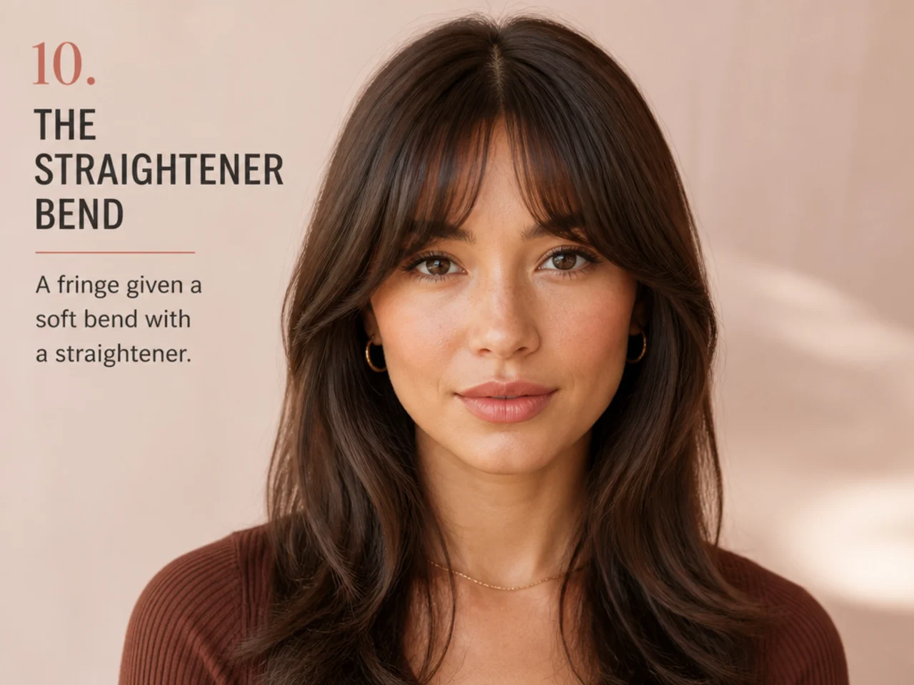 A fringe given a soft bend with a straightener