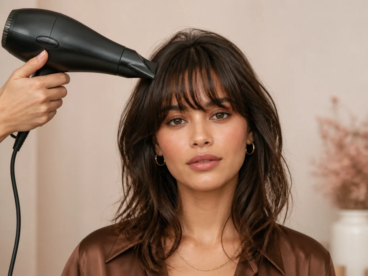 Cool air directed at the roots of a fringe