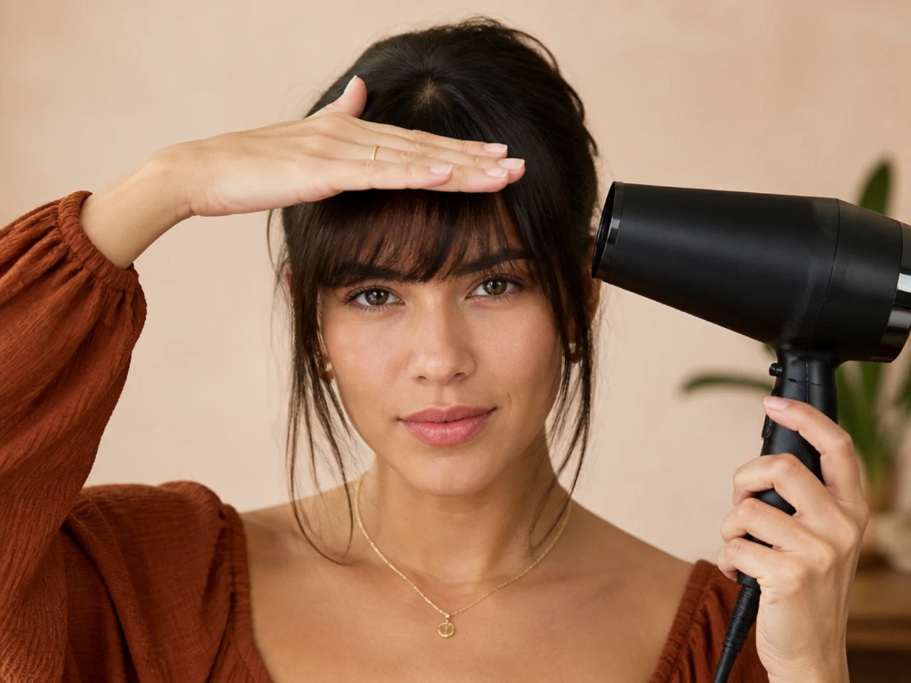 A fringe pressed flat with the palm while drying