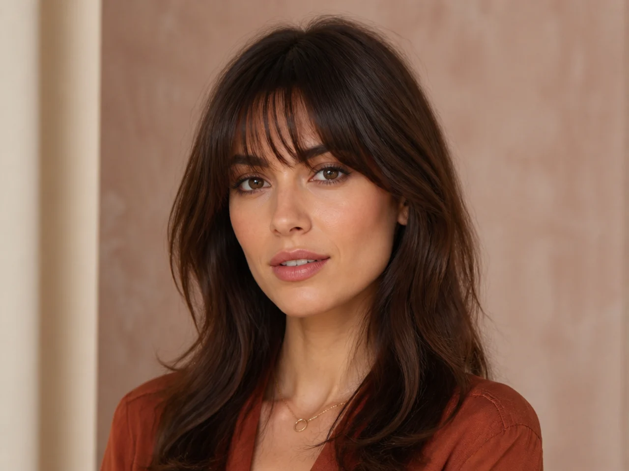 Three-quarter view of a well-styled French fringe