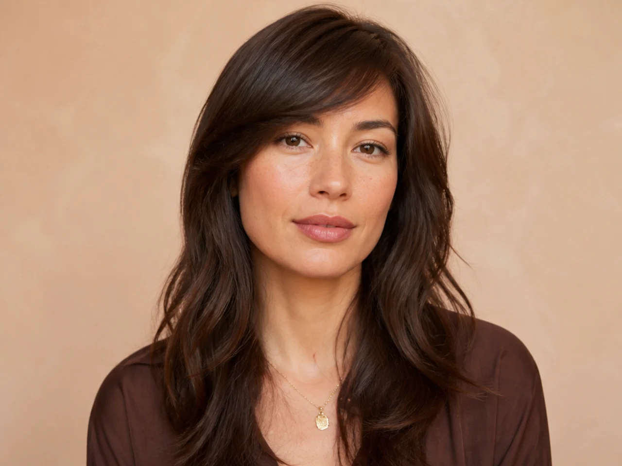 A grown-out fringe swept to one side