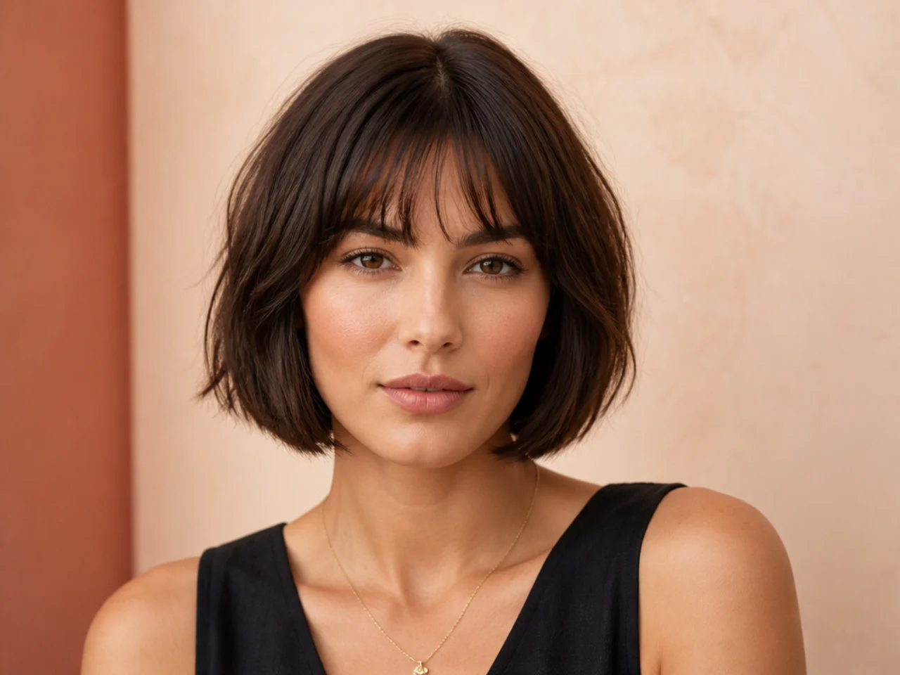 French bangs worn with a chin-length bob